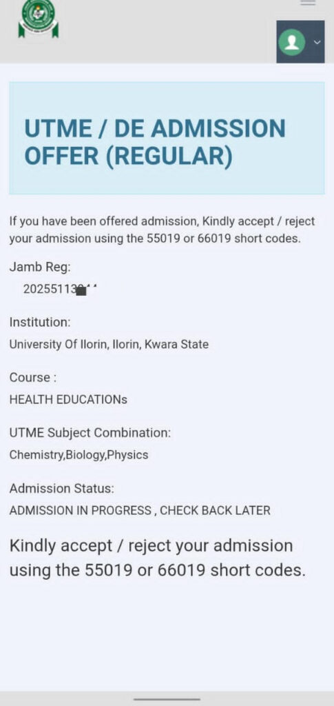 Unilorin admission list